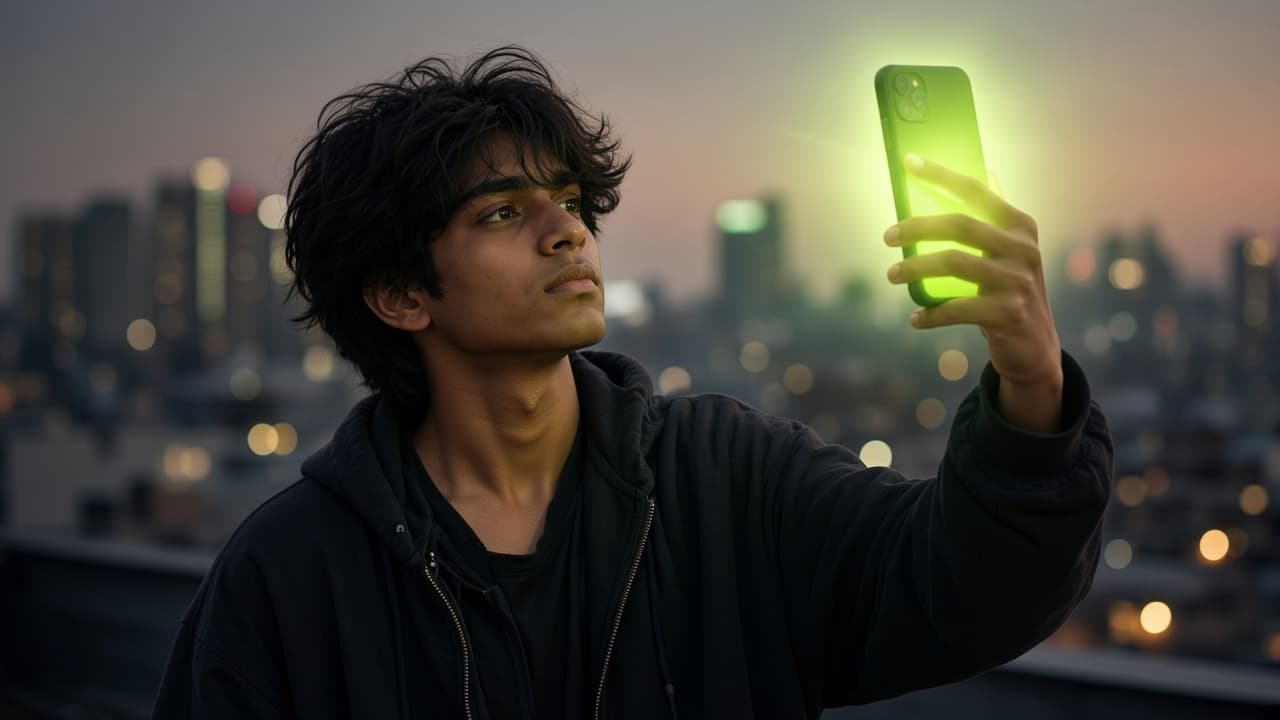 A farmer filming a rooftop proof clip